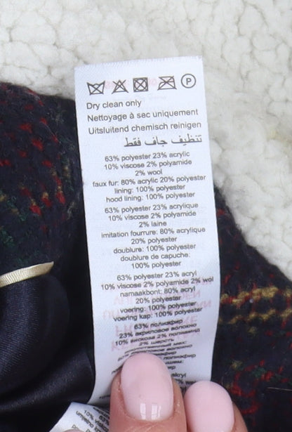 New Look Women's Multicolour Plaid Parka Coat, Size 10, Tall