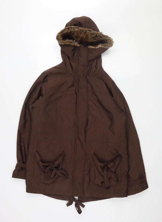 Changes by Together Brown Hooded Parka Coat Size 12