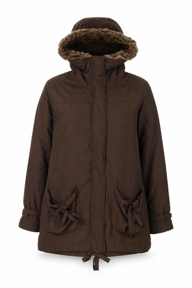 Changes by Together Brown Hooded Parka Coat Size 12