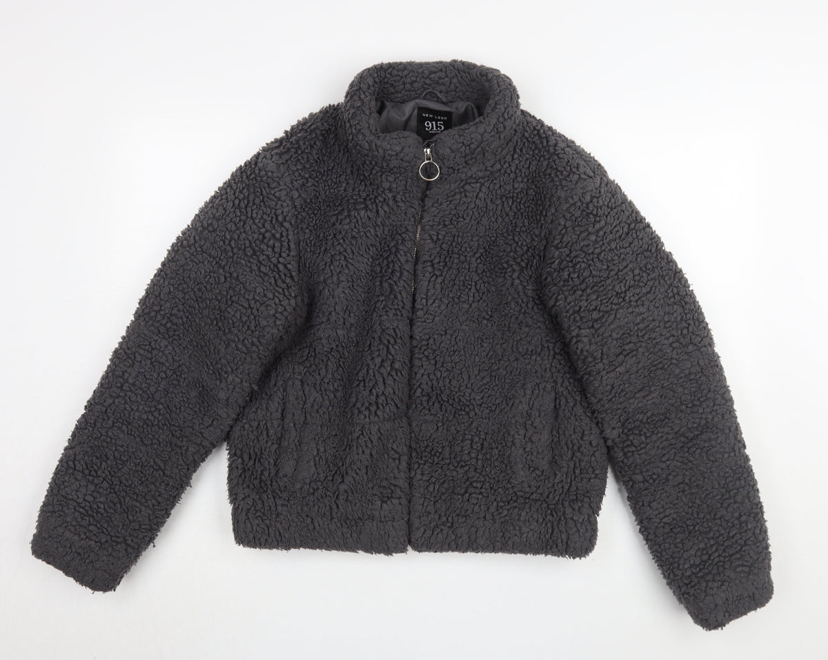 New Look Teens Black Fleece Jacket Size 14 Casual Wear
