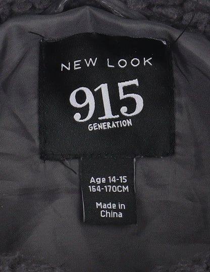 New Look Teens Black Fleece Jacket Size 14 Casual Wear