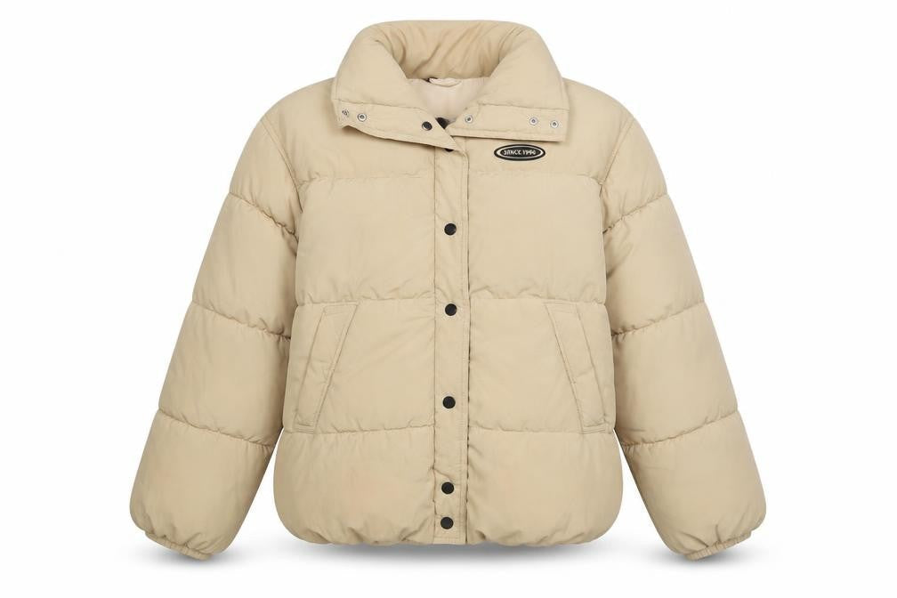 H&M Women's Beige Puffer Jacket Size 2XS, Casual, Buttoned