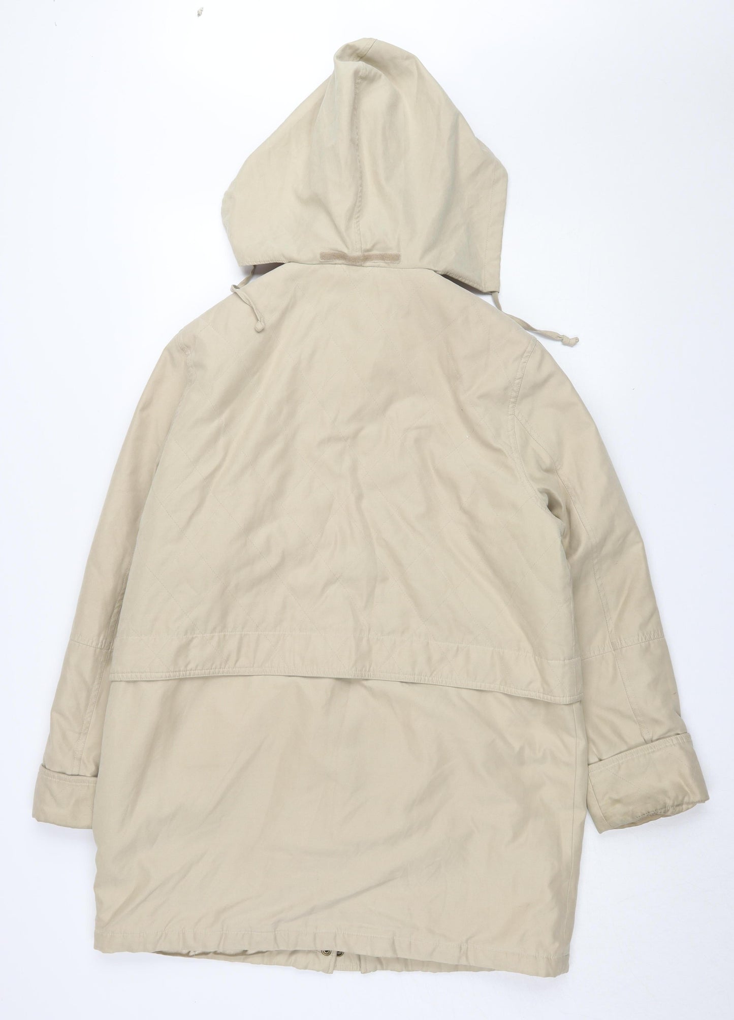 BHS Women's Beige Parka Jacket Size 12, Hooded & Stylish
