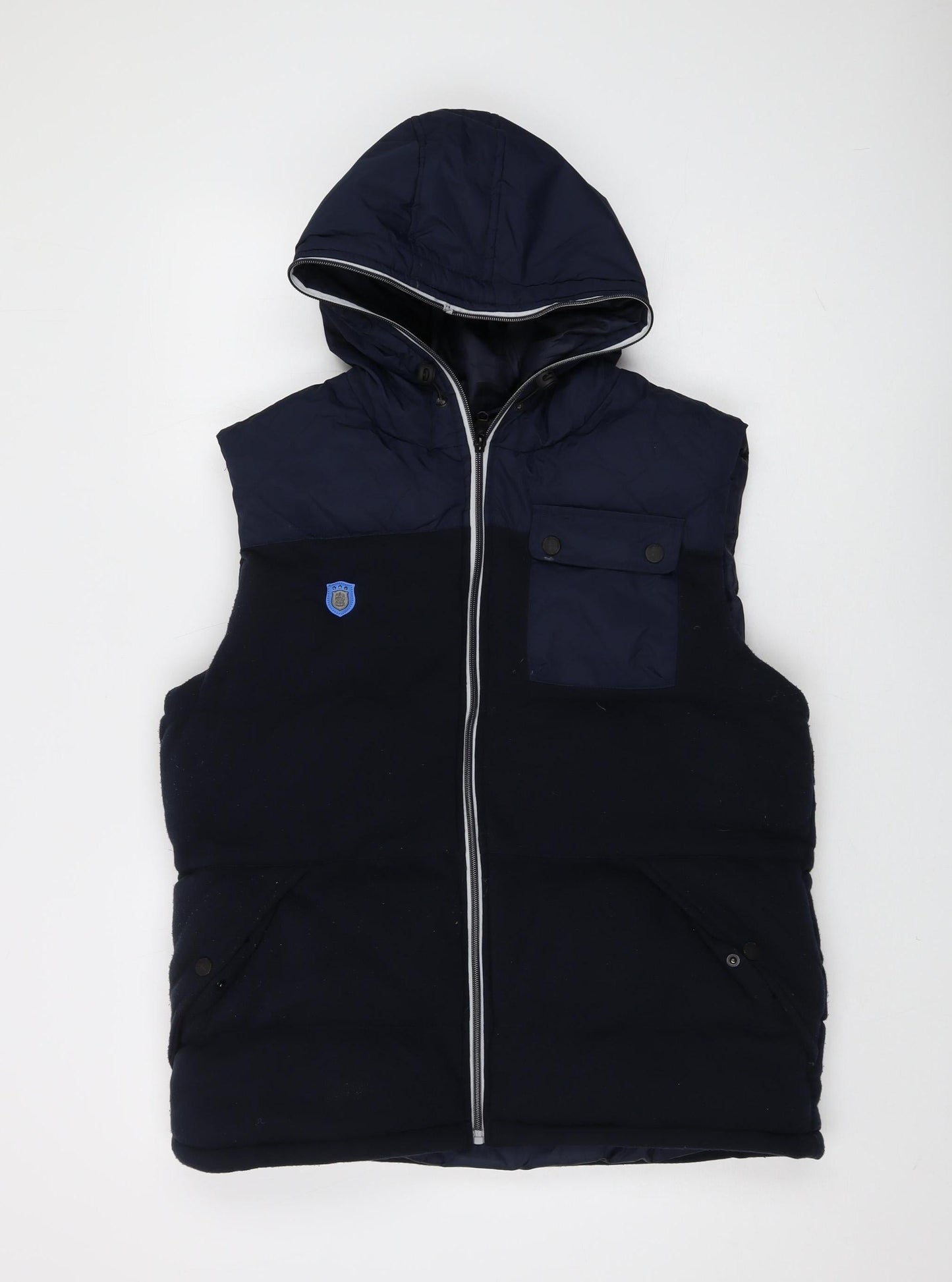 Huddersfield Town Men's Blue Hooded Puffer Waistcoat L