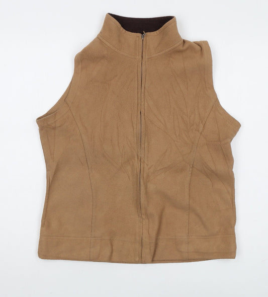 EWM Women's Brown Sleeveless Zip Fleece Vest Size 14
