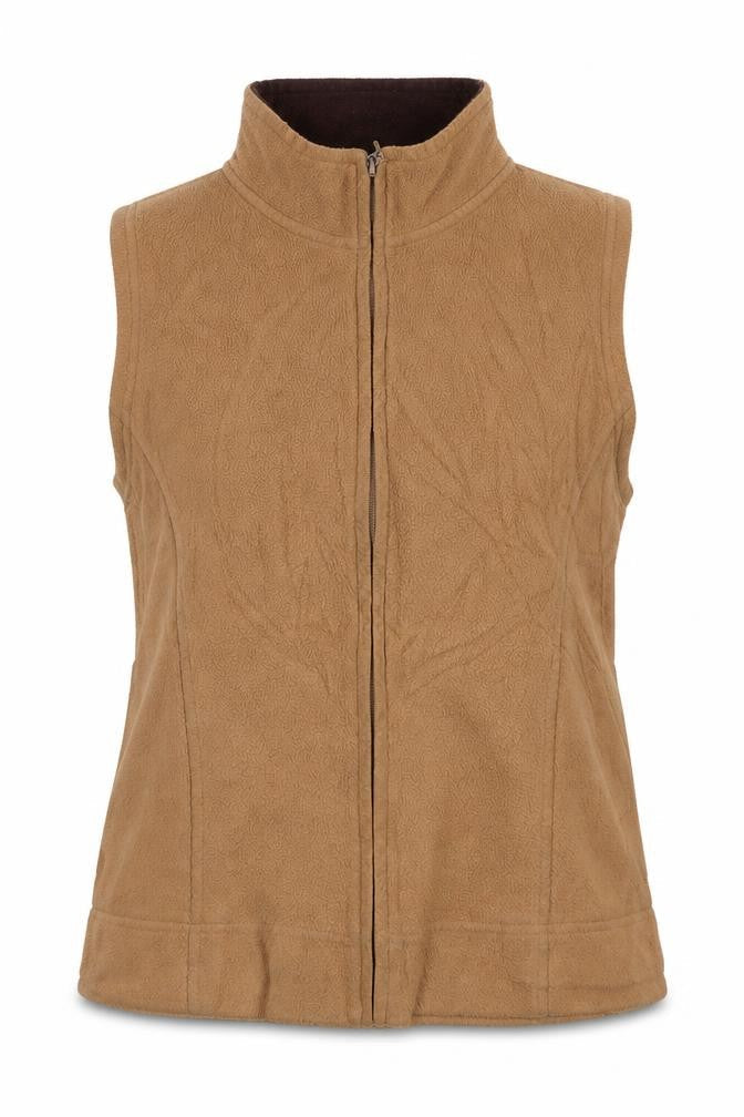EWM Women's Brown Sleeveless Zip Fleece Vest Size 14