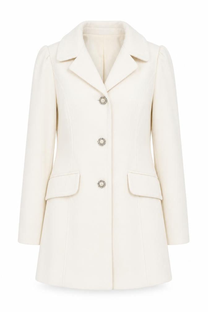 Keatstone Women Ivory Wool Overcoat Size 10