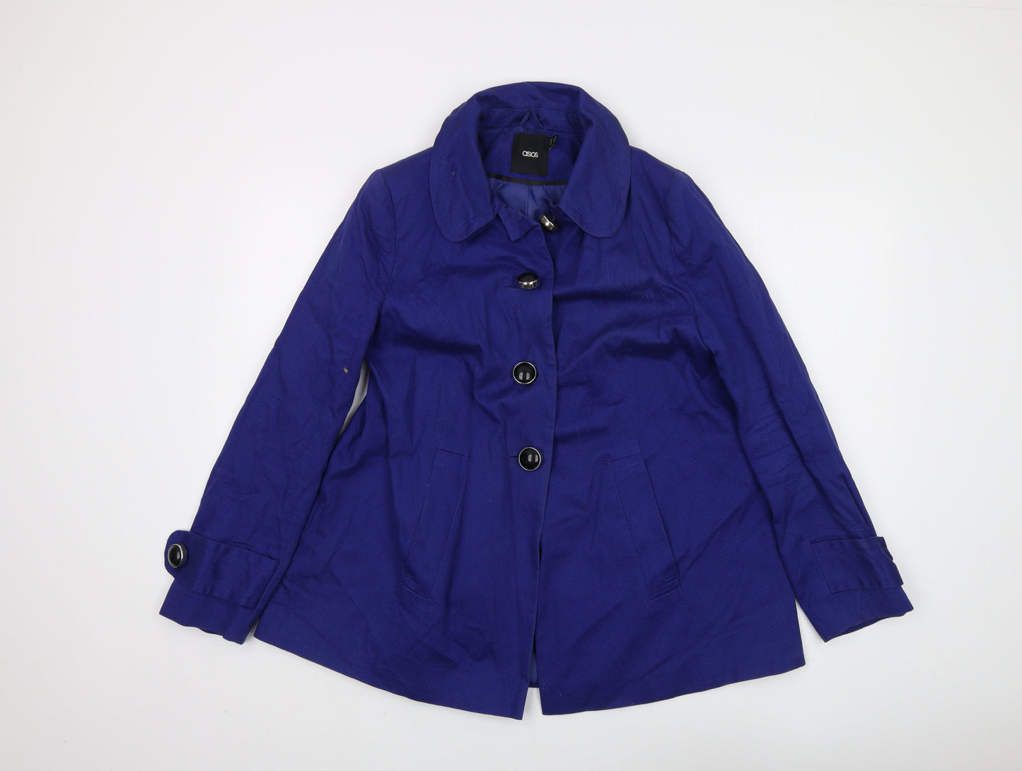 Asos Women's Blue Trench Coat, Size 10, Cotton Blend