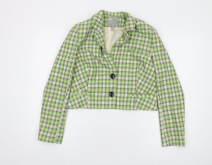 Additional front view of ASOS Women's Plaid Cropped Suit Jacket, size 10, Multicoloured
