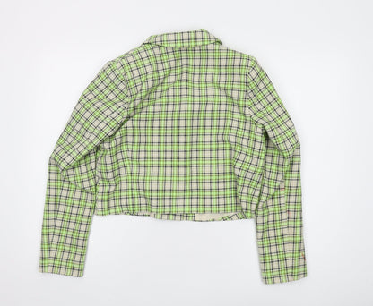 Back view of ASOS Women's Plaid Cropped Suit Jacket, size 10, Multicoloured