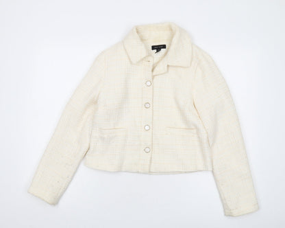 New Look Women's Ivory Bouclé Cropped Blazer UK 8