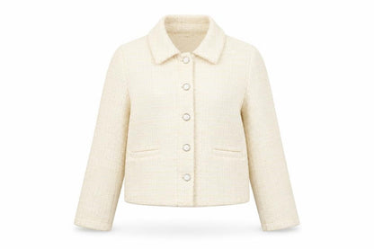 New Look Women's Ivory Bouclé Cropped Blazer UK 8