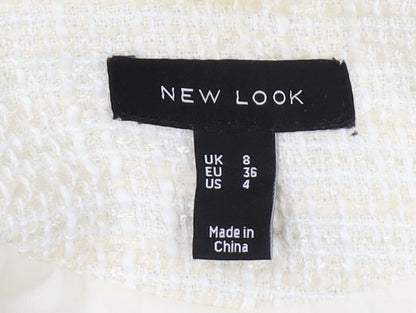 New Look Women's Ivory Bouclé Cropped Blazer UK 8
