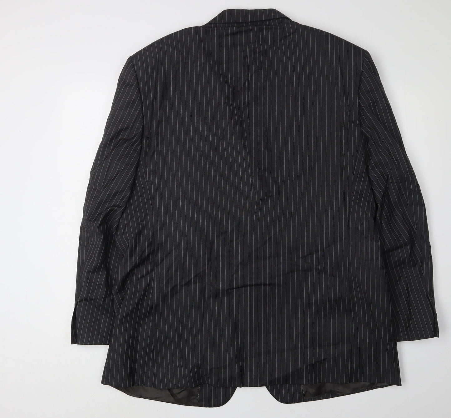 Marks and Spencer Men's Grey Striped Wool Blazer Size 46L