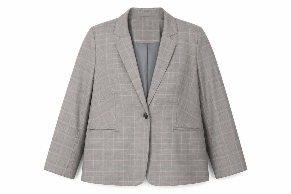 Front view of Principles Women's Grey Check Suit Jacket -, size 18