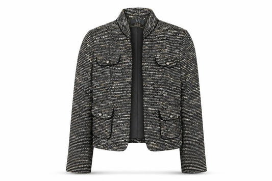 BHS Women's Grey Cropped Blazer - Size 14 Excellent