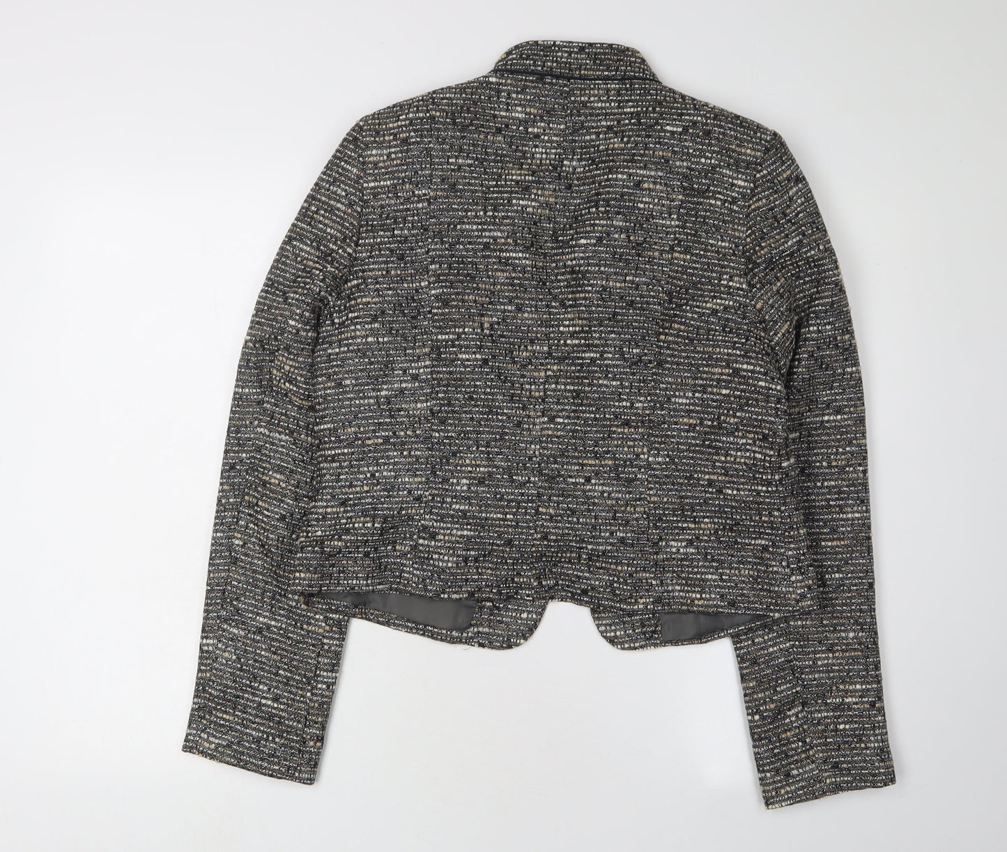 BHS Women's Grey Cropped Blazer - Size 14 Excellent