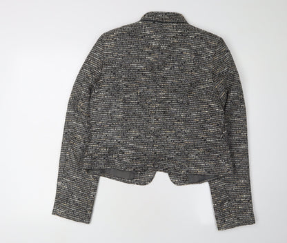 BHS Women's Grey Cropped Blazer - Size 14 Excellent