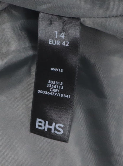BHS Women's Grey Cropped Blazer - Size 14 Excellent