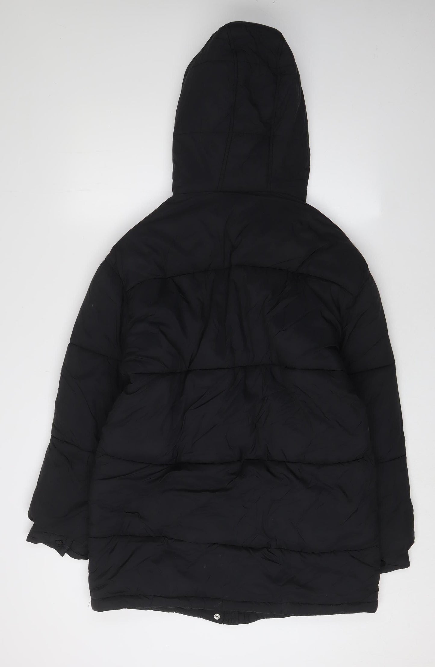 Topshop Women's Black Puffer Jacket Size 10 Hooded