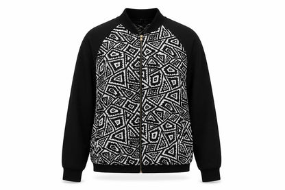 Miso Women's Black Bomber Jacket Size 10 Geometric