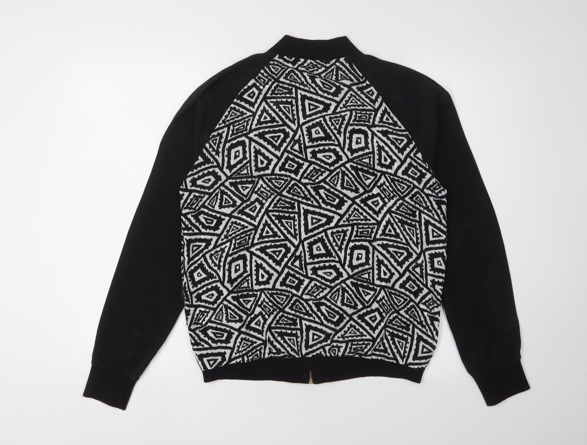 Miso Women's Black Bomber Jacket Size 10 Geometric