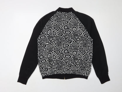 Miso Women's Black Bomber Jacket Size 10 Geometric