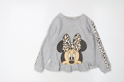 Front view of George girls’' grey disney sweatshirt 6-7 years pullover