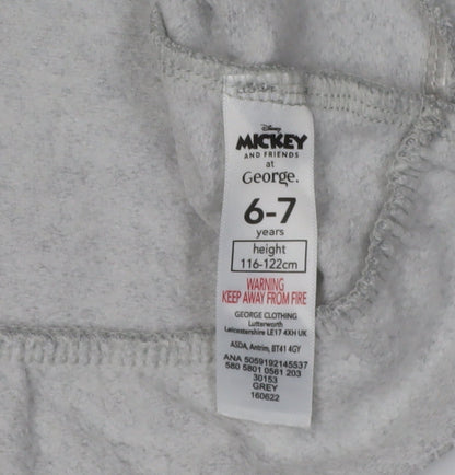 Close-up detail of George girls’' grey disney sweatshirt 6-7 years pullover