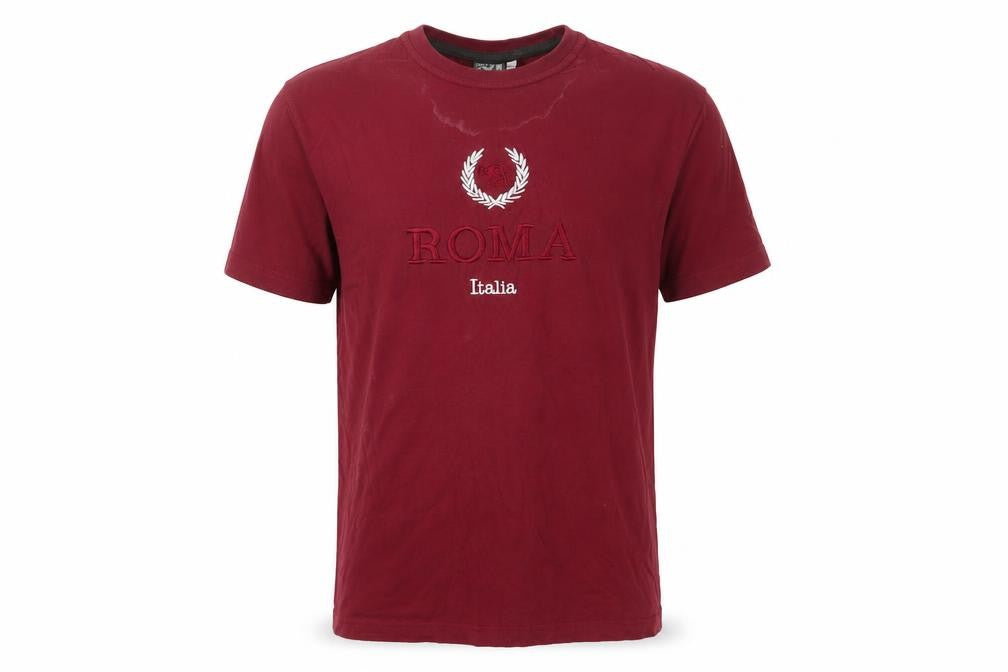 My Day Men's Red Embroidered Cotton T-Shirt, Size M