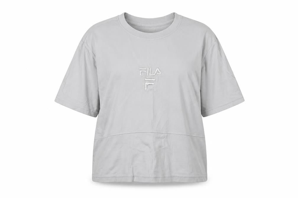 Fila Unisex Grey T-Shirt M Basic Casual Embroidered