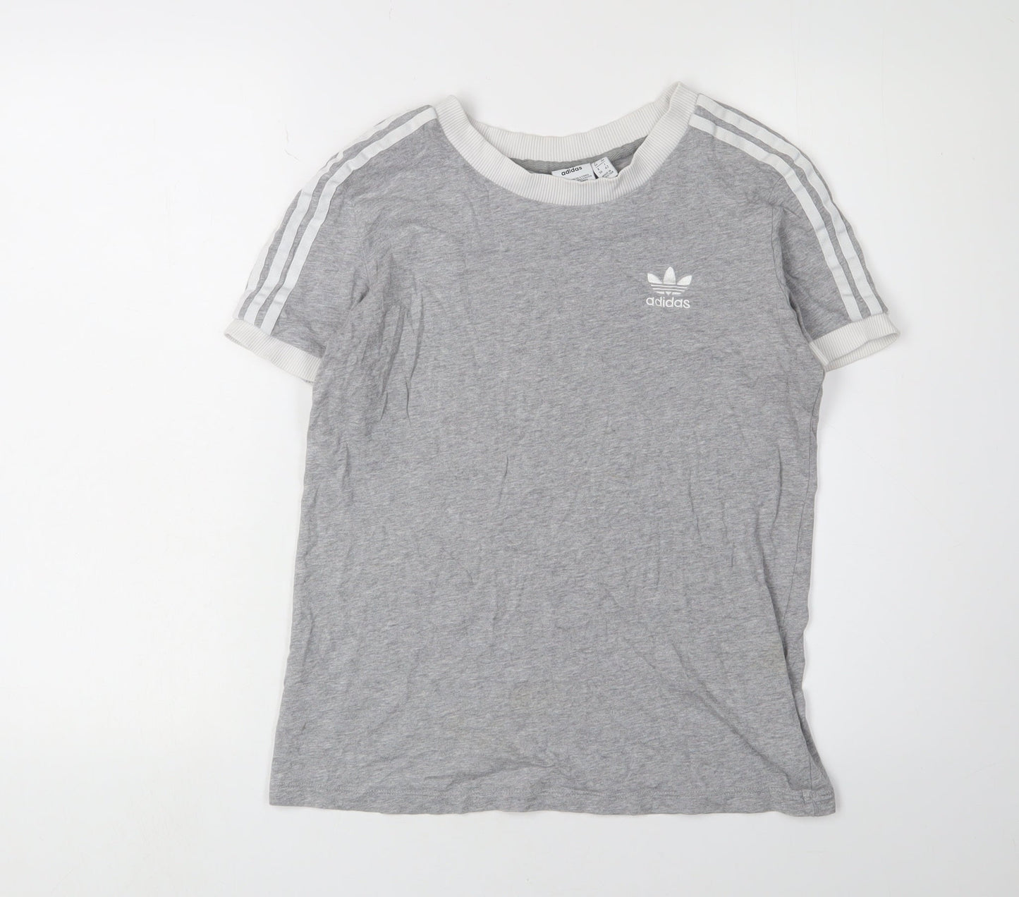Adidas Grey Women's Ringer T-Shirt, Size 10