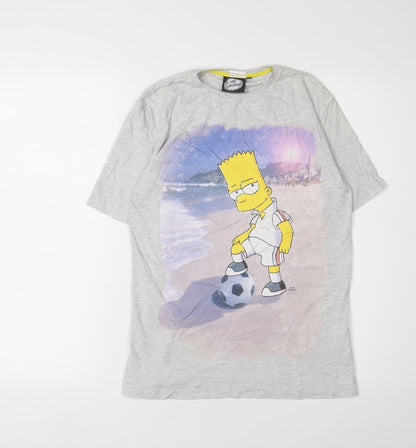 Front view of The Simpsons boys’ grey cartoon t-shirt, size 12-13, years