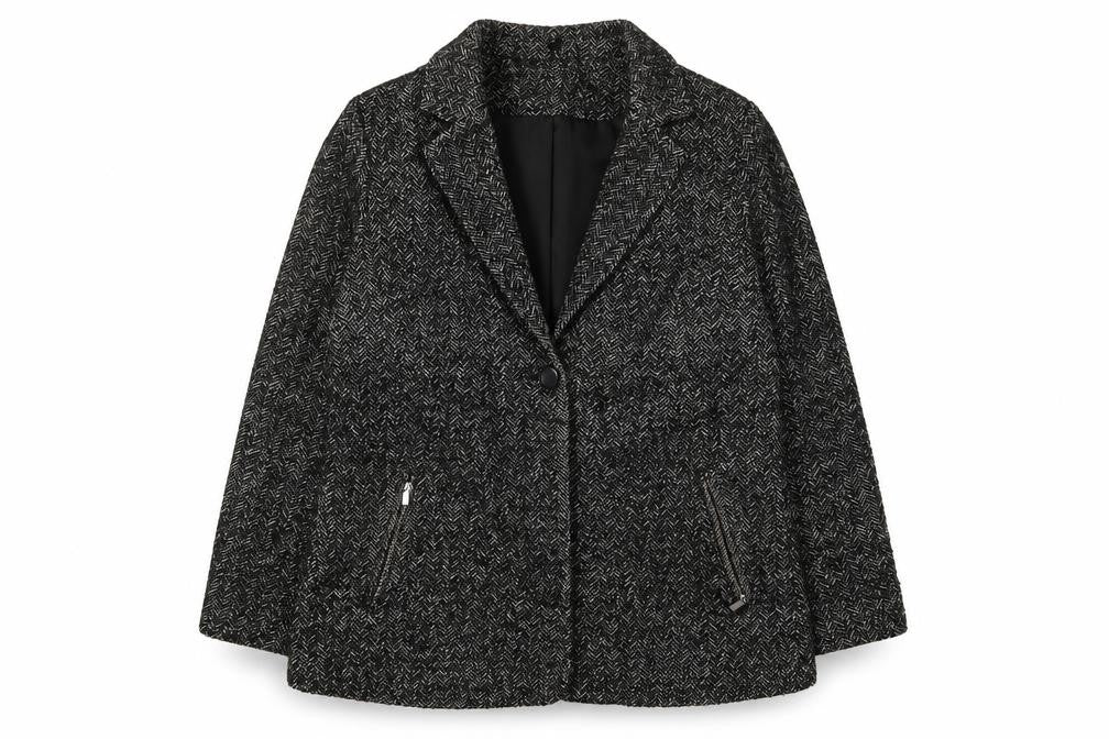 Damart Women's Black Herringbone Blazer Size 16