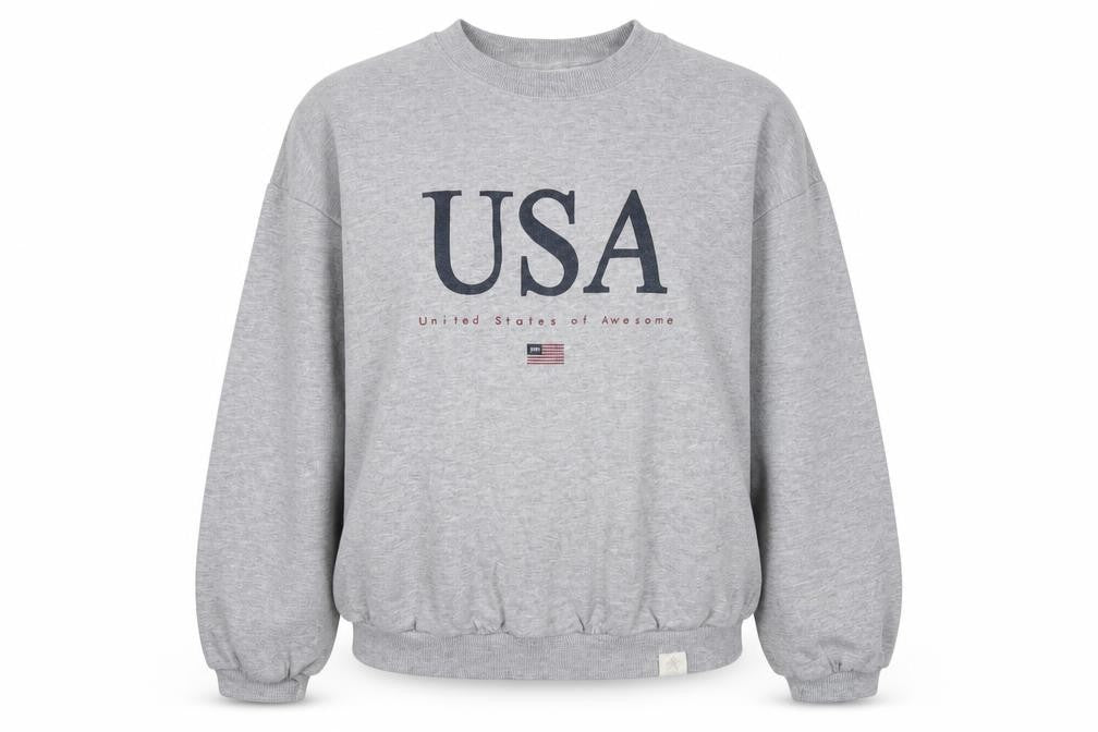 Pull & Bear Grey USA Logo Sweatshirt Unisex S Casual