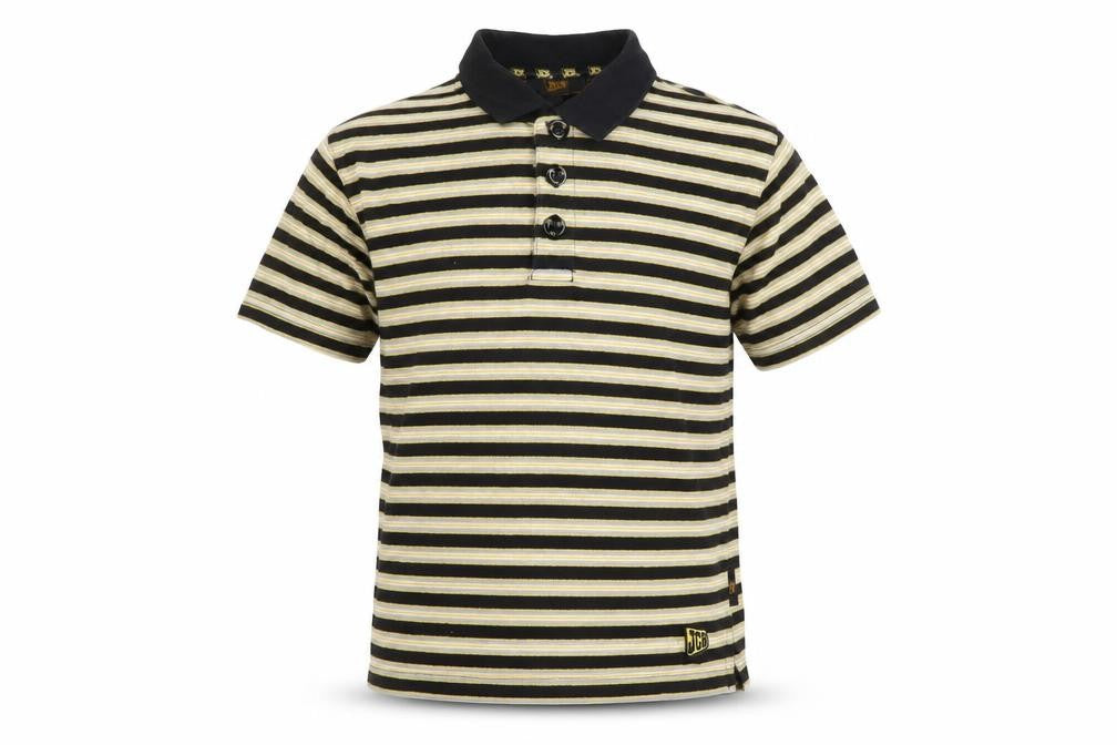 JCB Boys Black Striped Polo Shirt, 5-6 Years, Casual Knit