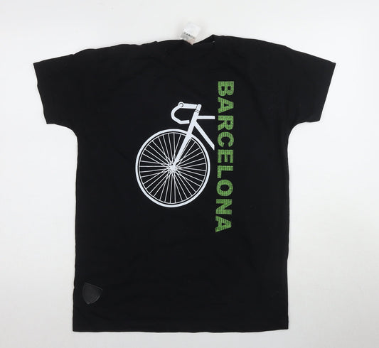Barcelona Stylish Men's Black M T-Shirt, Sports Graphic