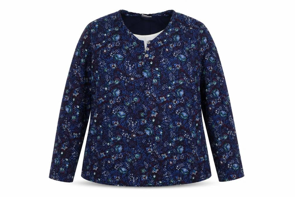 Damart Women's Blue Floral Button-Up Top 18