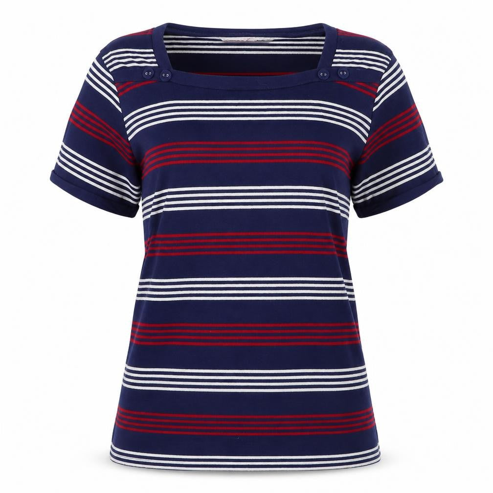Texpery Women's Blue Striped T-Shirt L