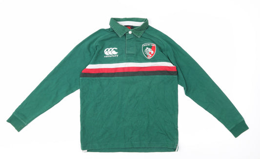 Canterbury Boys Green Rugby Polo Shirt, 12 Years, Long Sleeve