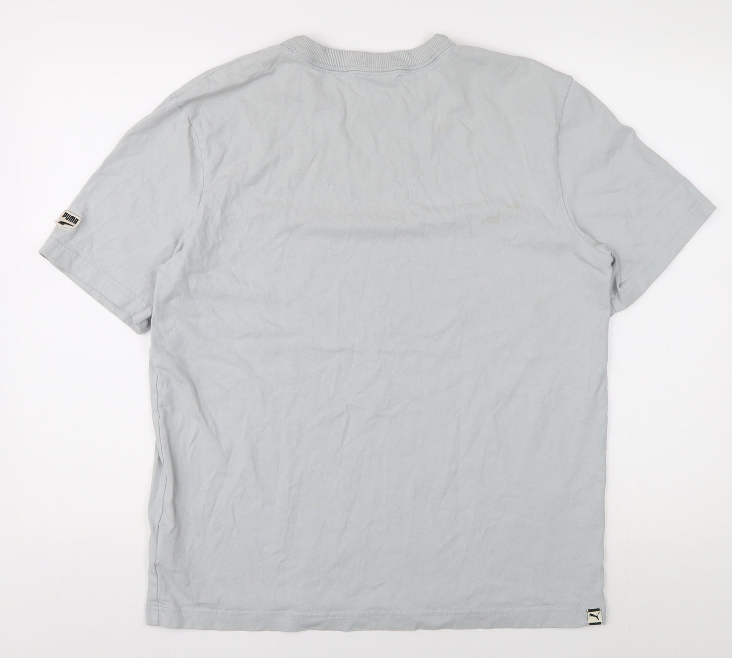 Puma Men's Grey Crew Neck T-Shirt, Size M, Logo Accent