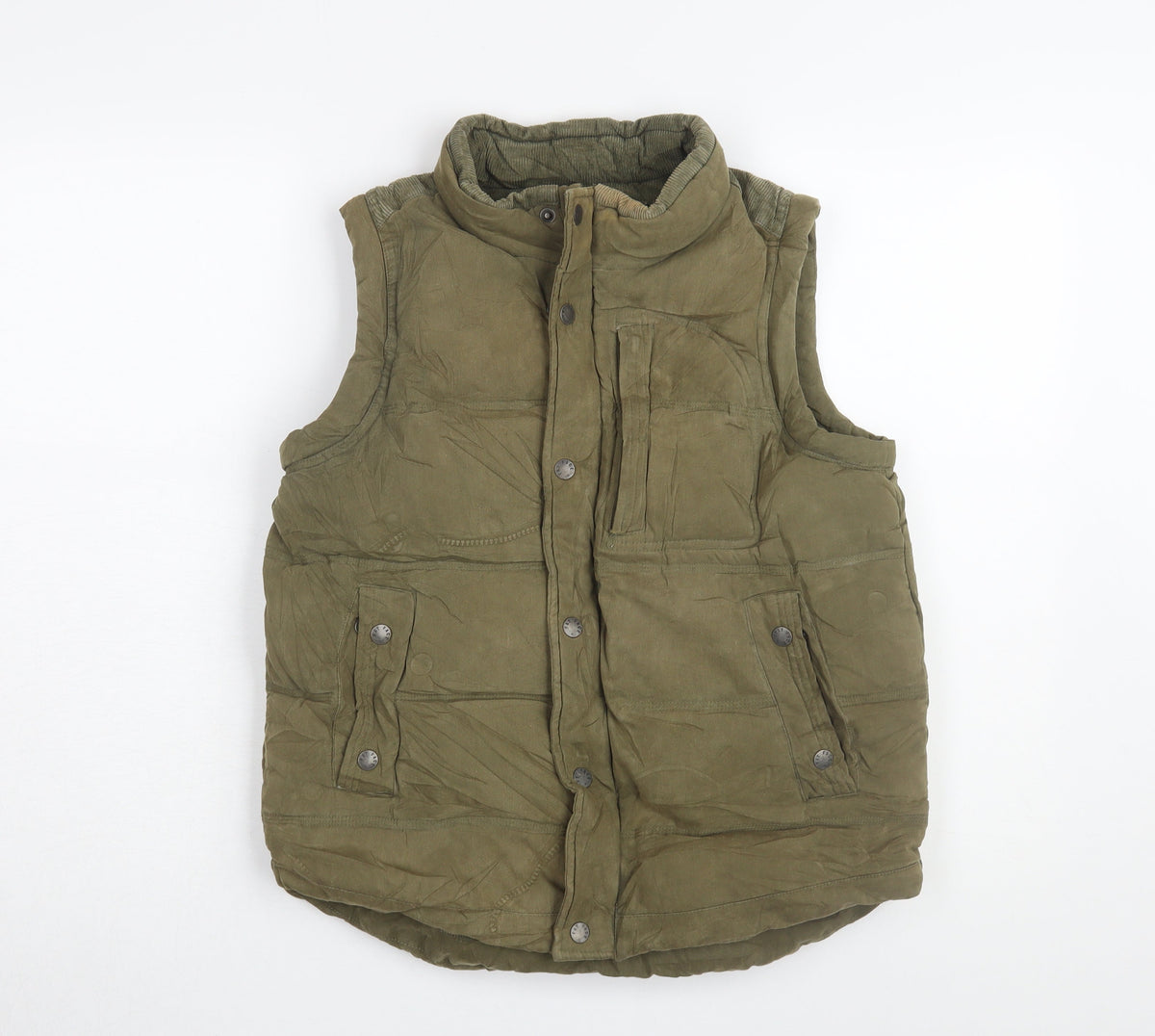 Additional front view of FatFace girls’ green bodywarmer 12-13 years, cotton lined