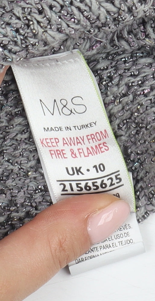 Marks and Spencer Women's Grey V-Neck Pullover Jumper