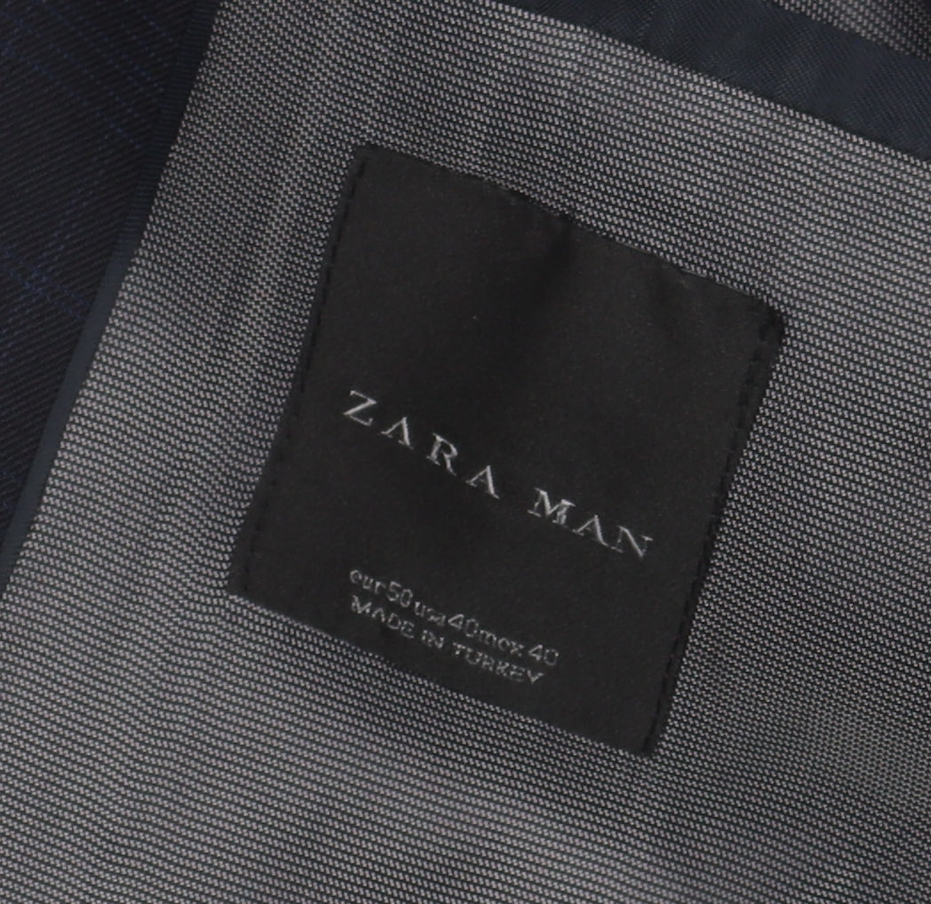 Zara Man Black Check Suit Jacket - UK 40R, Classic Look