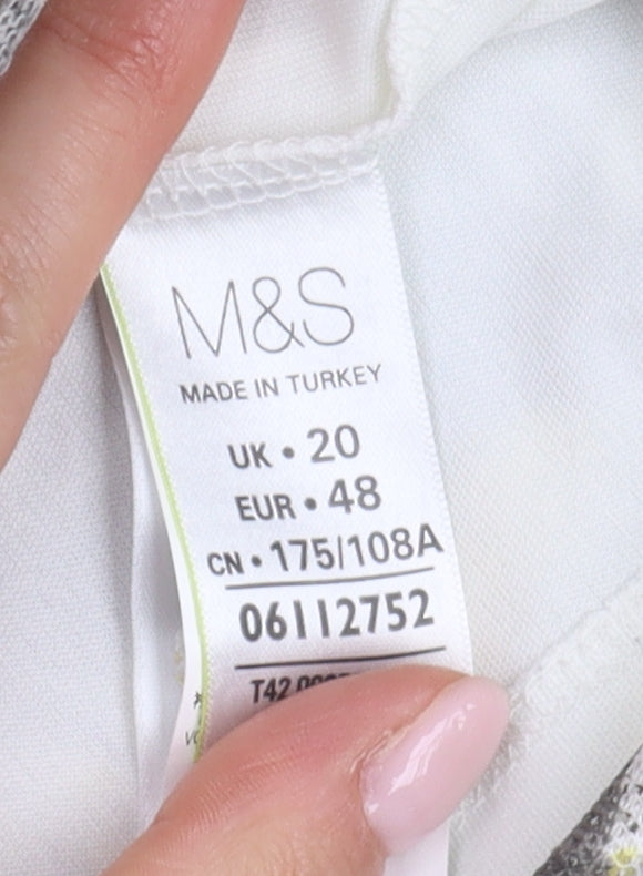 Marks and Spencer Women's Grey Floral Pencil Dress 20