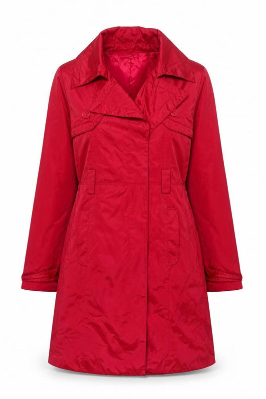 bebe Women's Red Trench Coat Long Button L