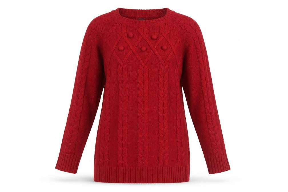 Happy D by Damart Women's Red Cable-Knit Jumper S