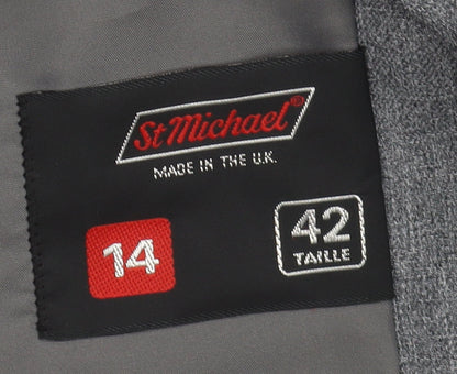 St Michael Women's Grey Blazer Jacket Size 14