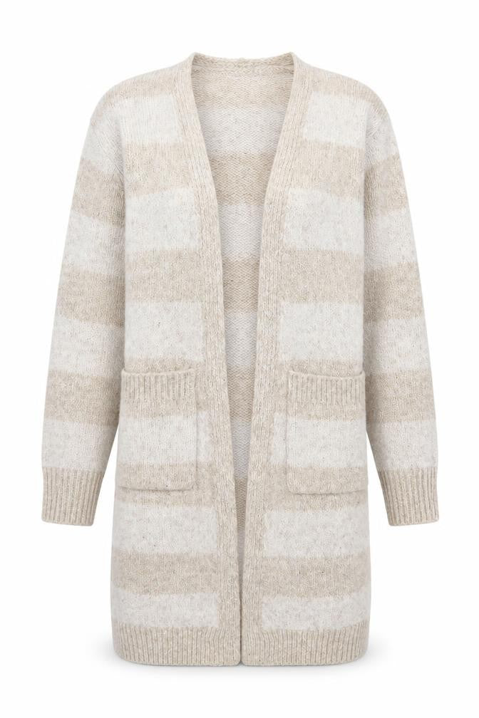 Topshop Women's Beige Striped Cardigan Medium