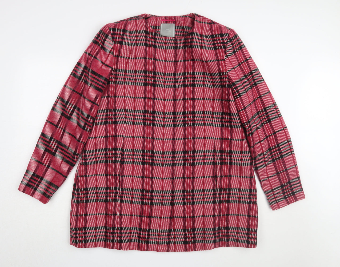 Next Women's Pink Plaid Long Coat Size 20